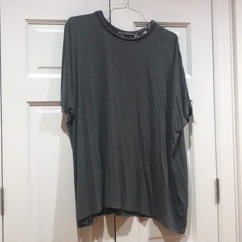 All Saints Grey Chainlink Collar Top